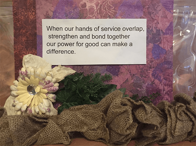 With our hands of service overlap, strengthen and bond together our power for good can make a difference