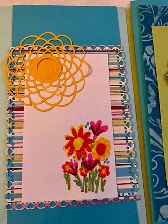 Blue Background, Yellow Sun, and Painted Flowers