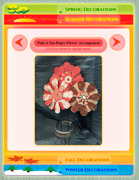 Pink to Tan Paper Flower Arrangement ~ Summer Decorations ~ Seasonal Decorations